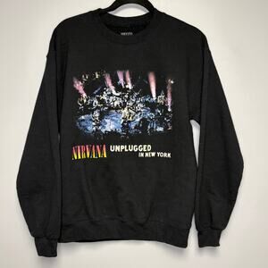 Nirvana Unplugged In New York Black 90s Grunge Sweatshirt Unisex Mens Sz M